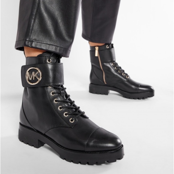 NIB Michael Kors Tatum Combat Leather Boots - Picture 5 of 6